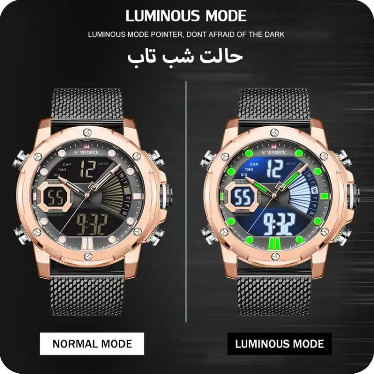 ساعت مچی عقربهای مردانه نیوی فورس مدل NF9172s rgbb