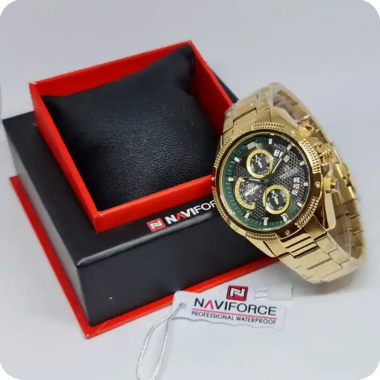 ساعت مردانه نیوی فورس Naviforce NF8021 طلایی-سبز