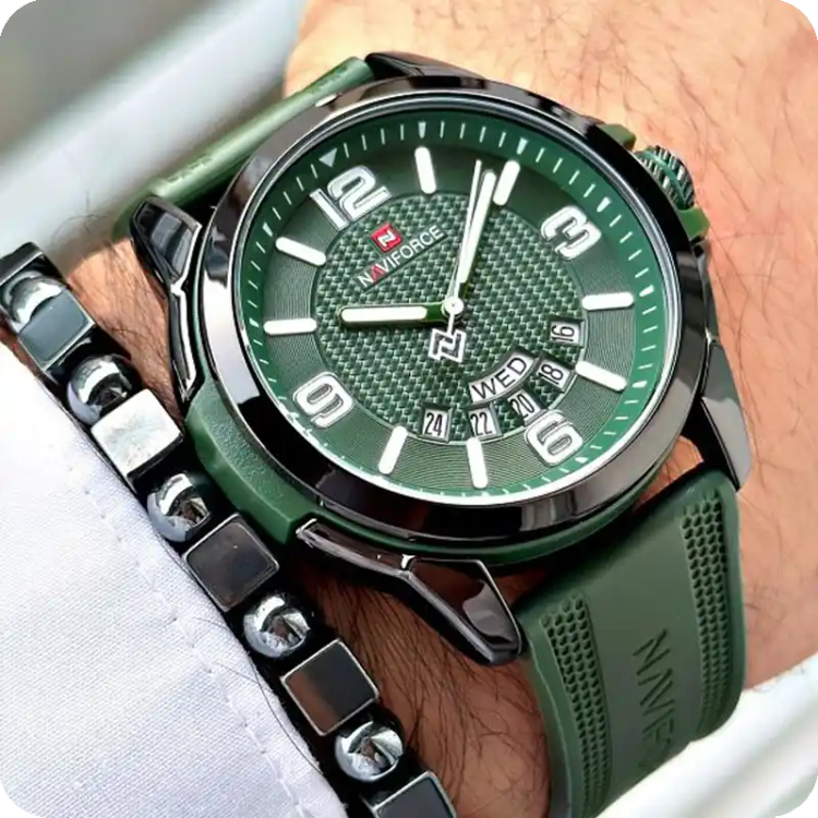 ساعت مردانه نیوی فورس مدل Naviforce NF9215 یشمی