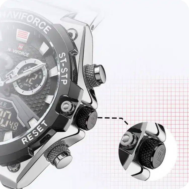 ساعت مچی نیوی فورس مدل Naviforce NF9207 نقره ای - مشکی