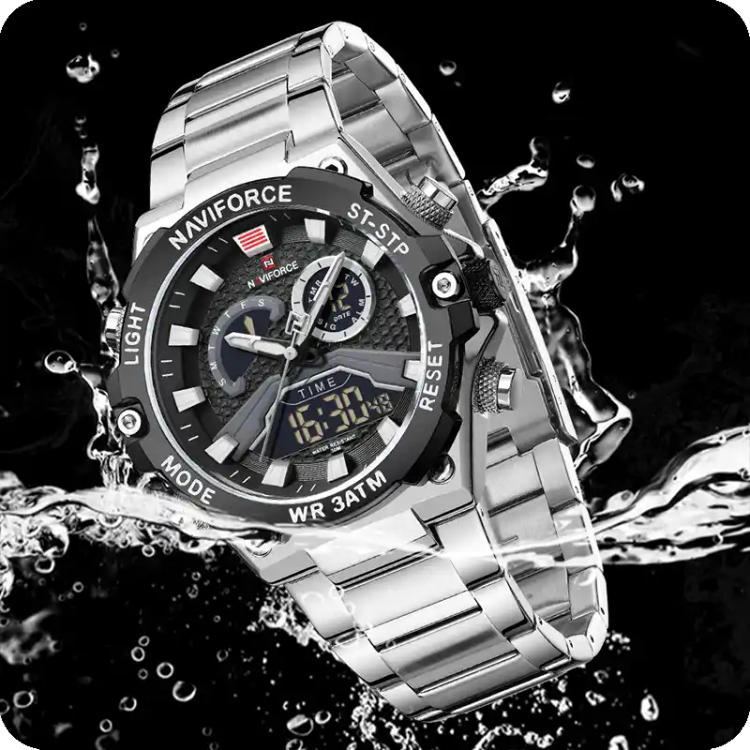 ساعت مچی نیوی فورس مدل Naviforce NF9207 نقره ای - مشکی