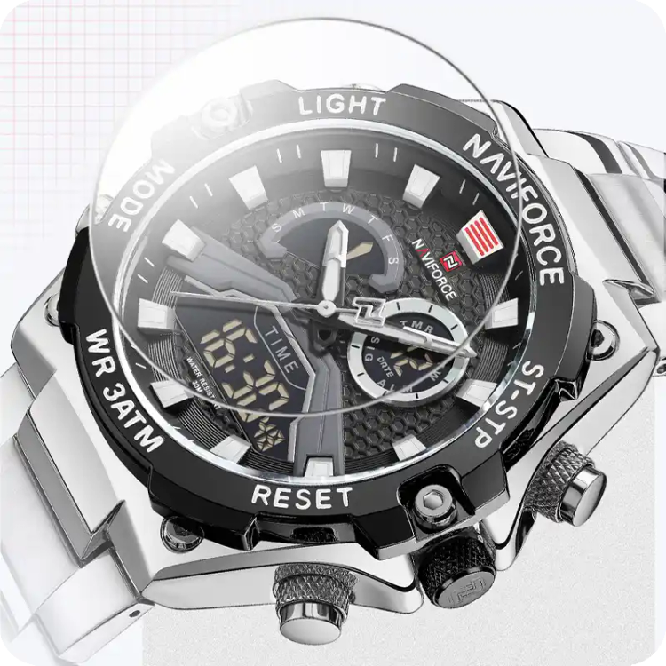 ساعت مچی نیوی فورس مدل Naviforce NF9207 نقره ای - مشکی