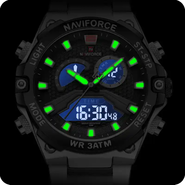 ساعت مچی نیوی فورس مدل Naviforce NF9207 نقره ای - مشکی