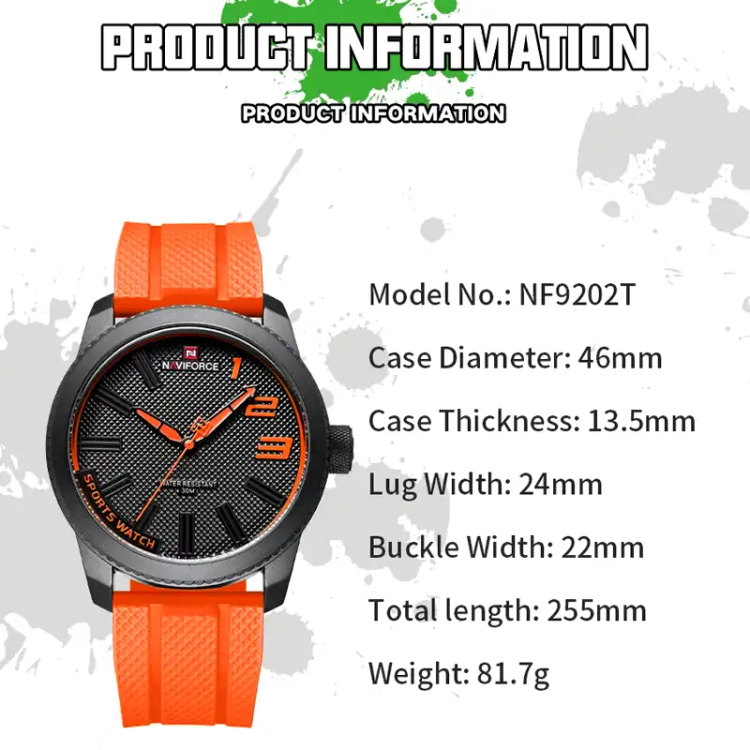 ساعت نیوی فورس مدل Naviforce NF9202 نارنجی
