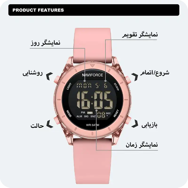 ساعت زنانه نیوی فورس مدل Naviforce NF7108 صورتی
