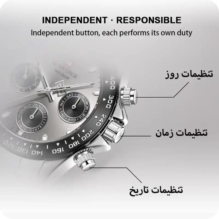 ساعت نیوی فورس مدل Naviforce NF9193 مشکی _ نقره ای