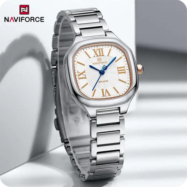 ساعت زنانه نیوی فورس مدل Naviforce NF5042 نقره ای _ طلایی