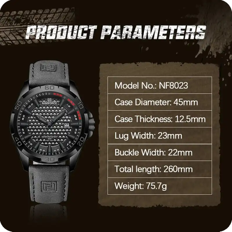 ساعت نیوی فورس مدل Naviforce NF8023 ذغالی