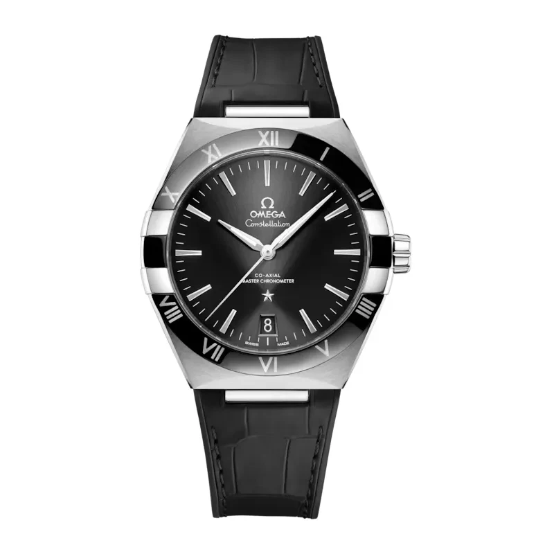 ساعت مچی مردانه امگا کانسلیشن بند چرمی مشکی