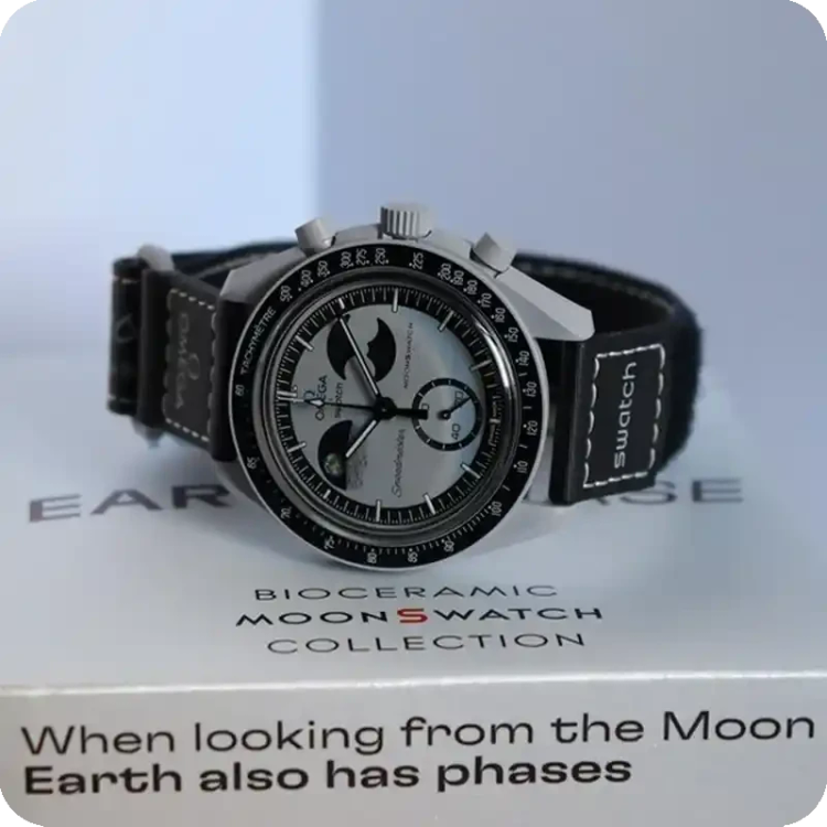 ساعت مچی امگا سواچ مدل Mission to the Moon - هایکپی (بدنه پلاستیکی، سه موتور فعال)