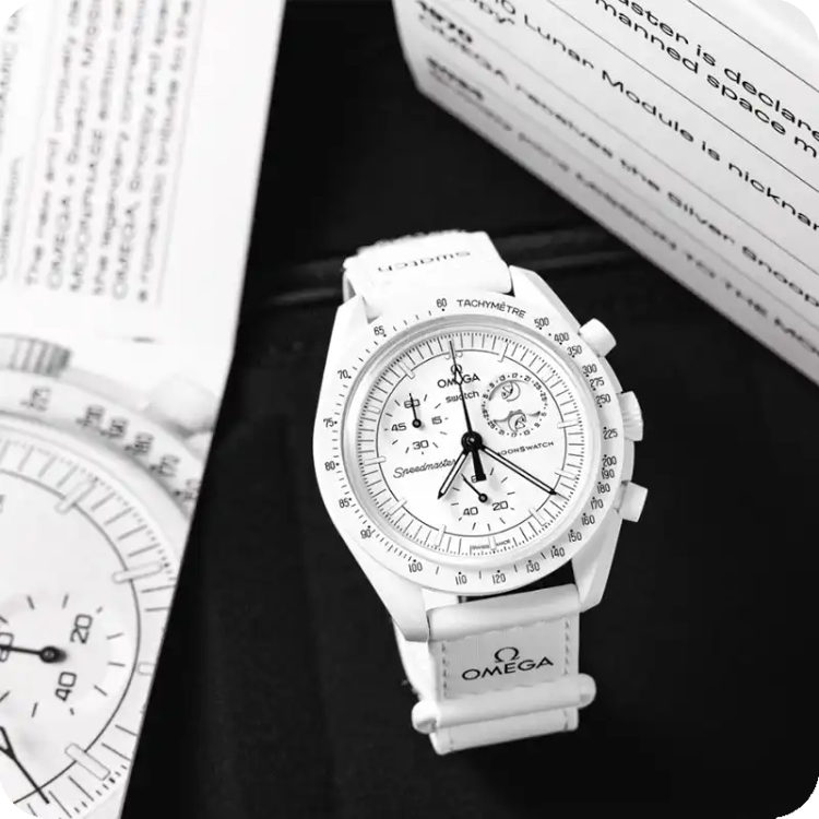 ساعت امگا سواچ سفید ماه اسنوپی OMEGA SWATCH MOON