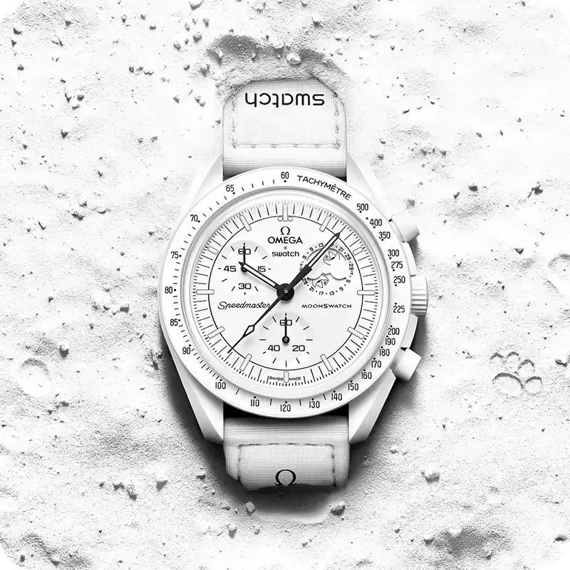 ساعت امگا سواچ سفید ماه اسنوپی OMEGA SWATCH MOON