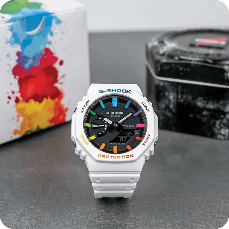 ساعت جی شاک مدل GA-2100 White Rainbow