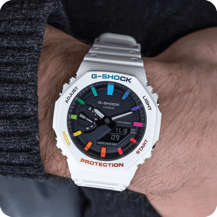 ساعت جی شاک مدل GA-2100 White Rainbow