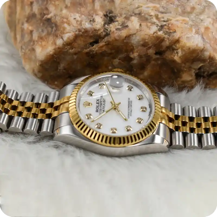 ساعت مچی زنانه طرح رولکس Datejust سایز کوچک دو رنگ موتور ژاپنی