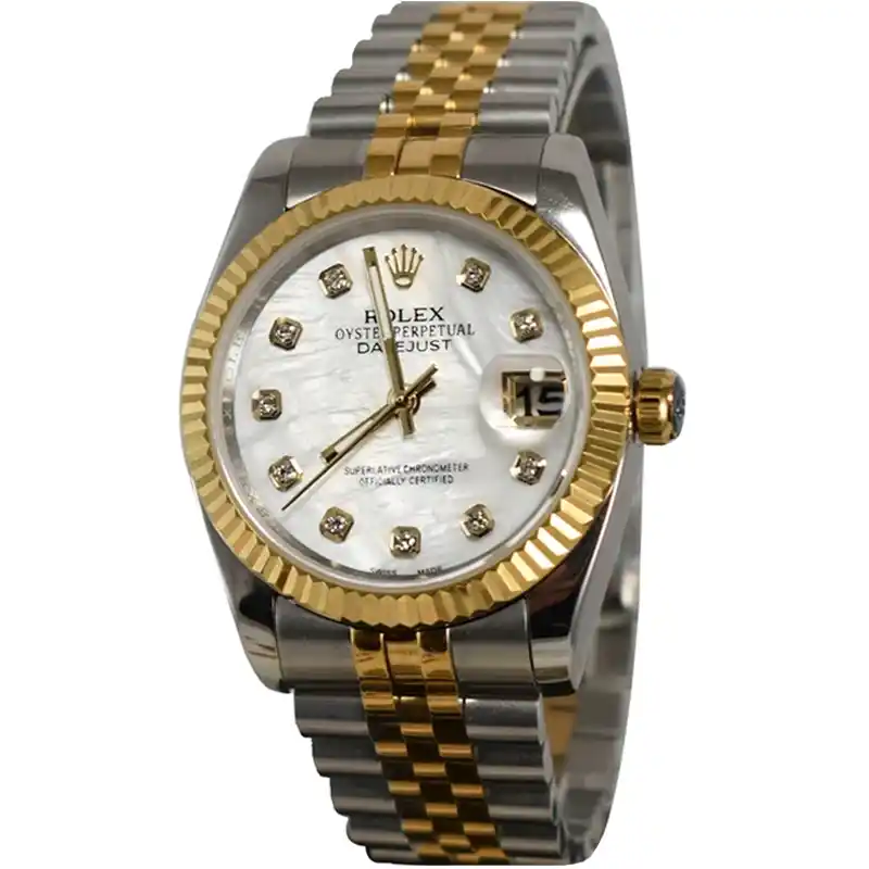 ساعت مچی زنانه طرح رولکس Datejust سایز کوچک دو رنگ موتور ژاپنی