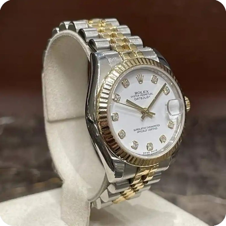 ساعت مچی زنانه طرح رولکس Datejust سایز کوچک دو رنگ موتور ژاپنی