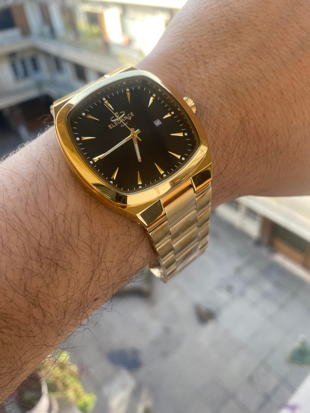 ساعت ست مربعی زنانه و مردانه طلایی مشکی الگانس اسپیشیال ES8138
